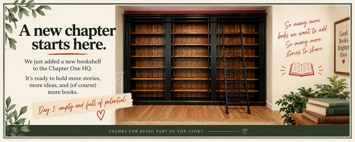 A new chapter starts here — new bookshelf at Chapter One Tees