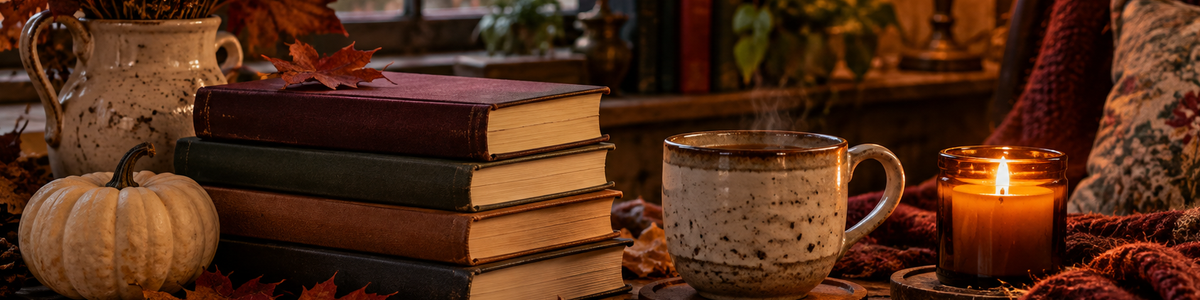Cozy autumn reading books and pumpkins — October fiction best sellers