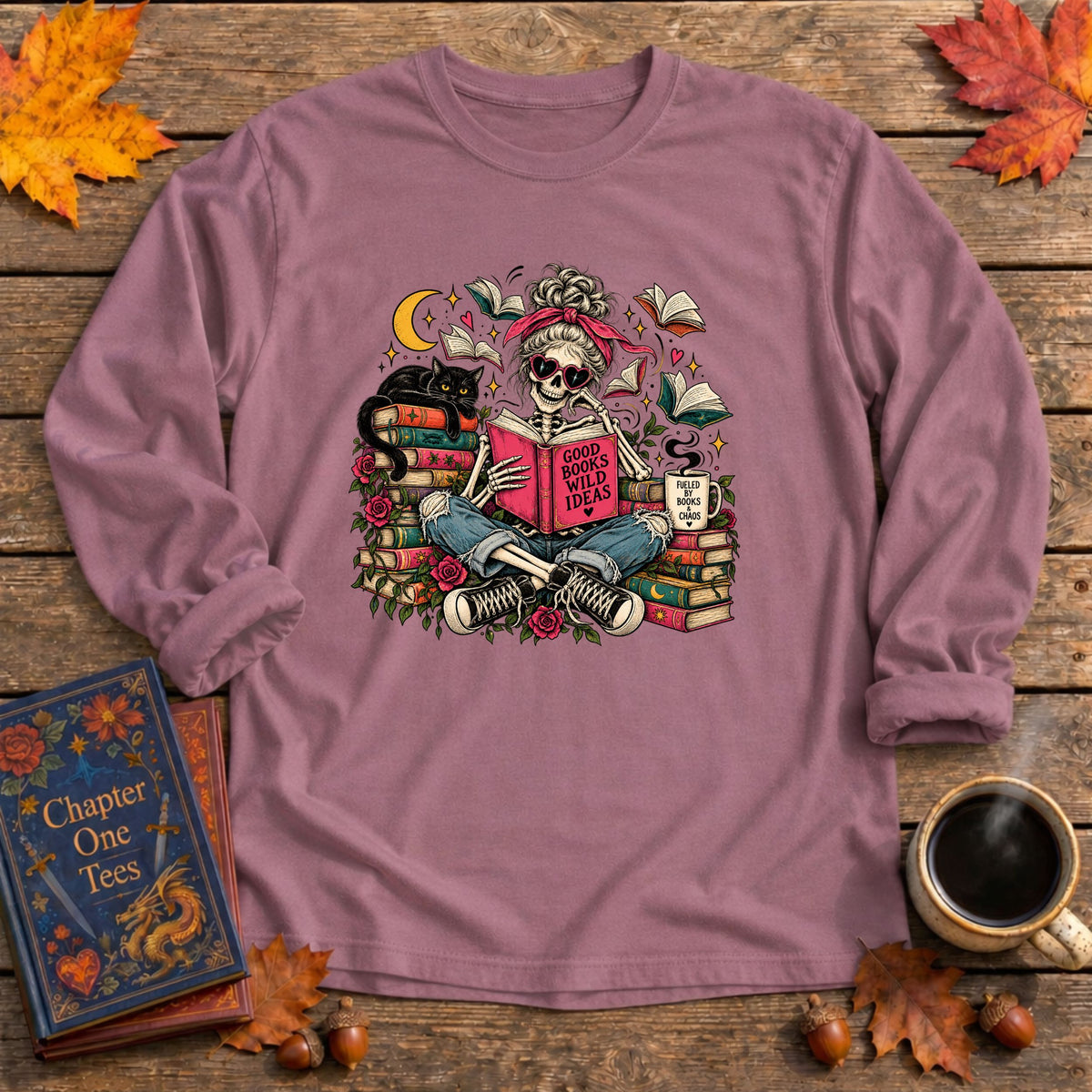 Good Books Wild Ideas Long Sleeve Book Tee