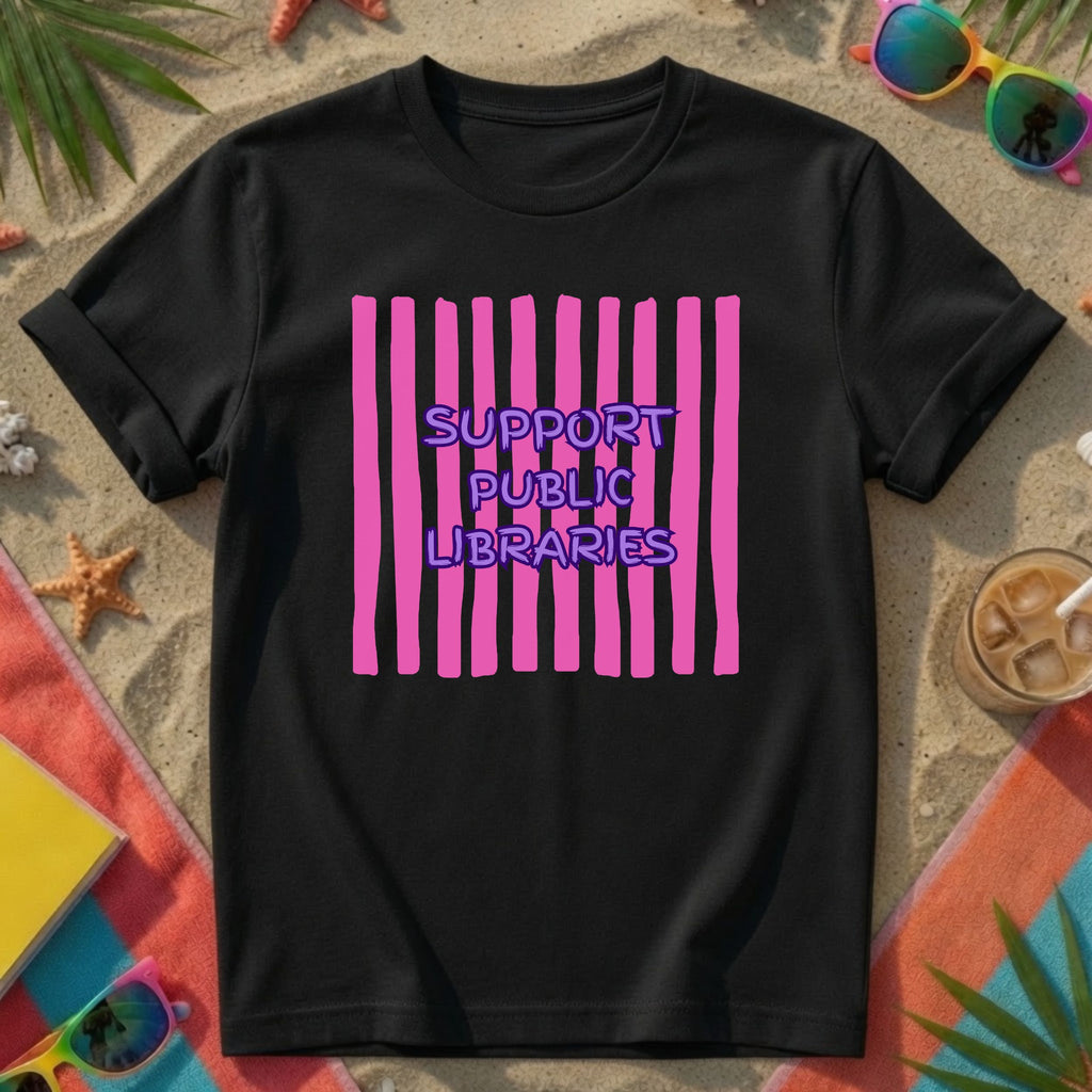 Support Public Libraries - Stripes T-Shirt