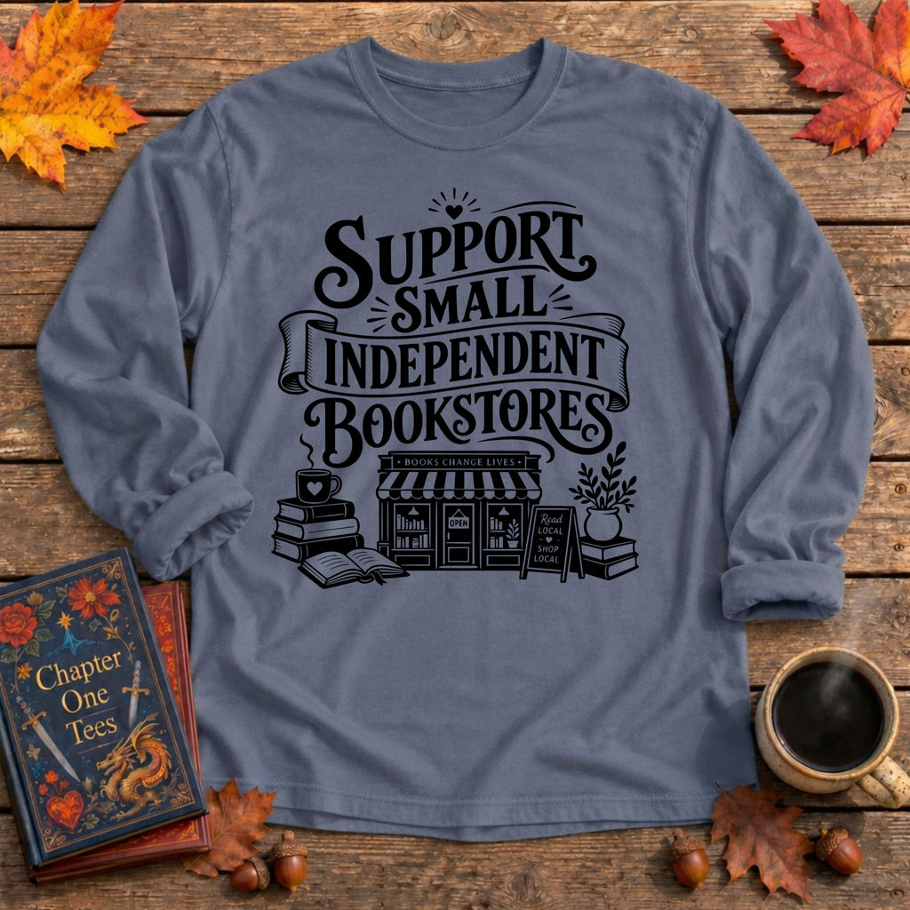 Small Bookstores Long Sleeve Book Tee