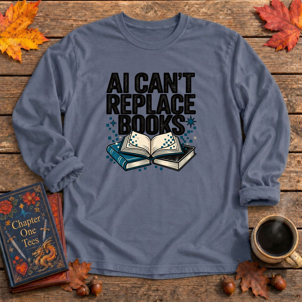 AI Can't Replace Books Long Sleeve Book Tee