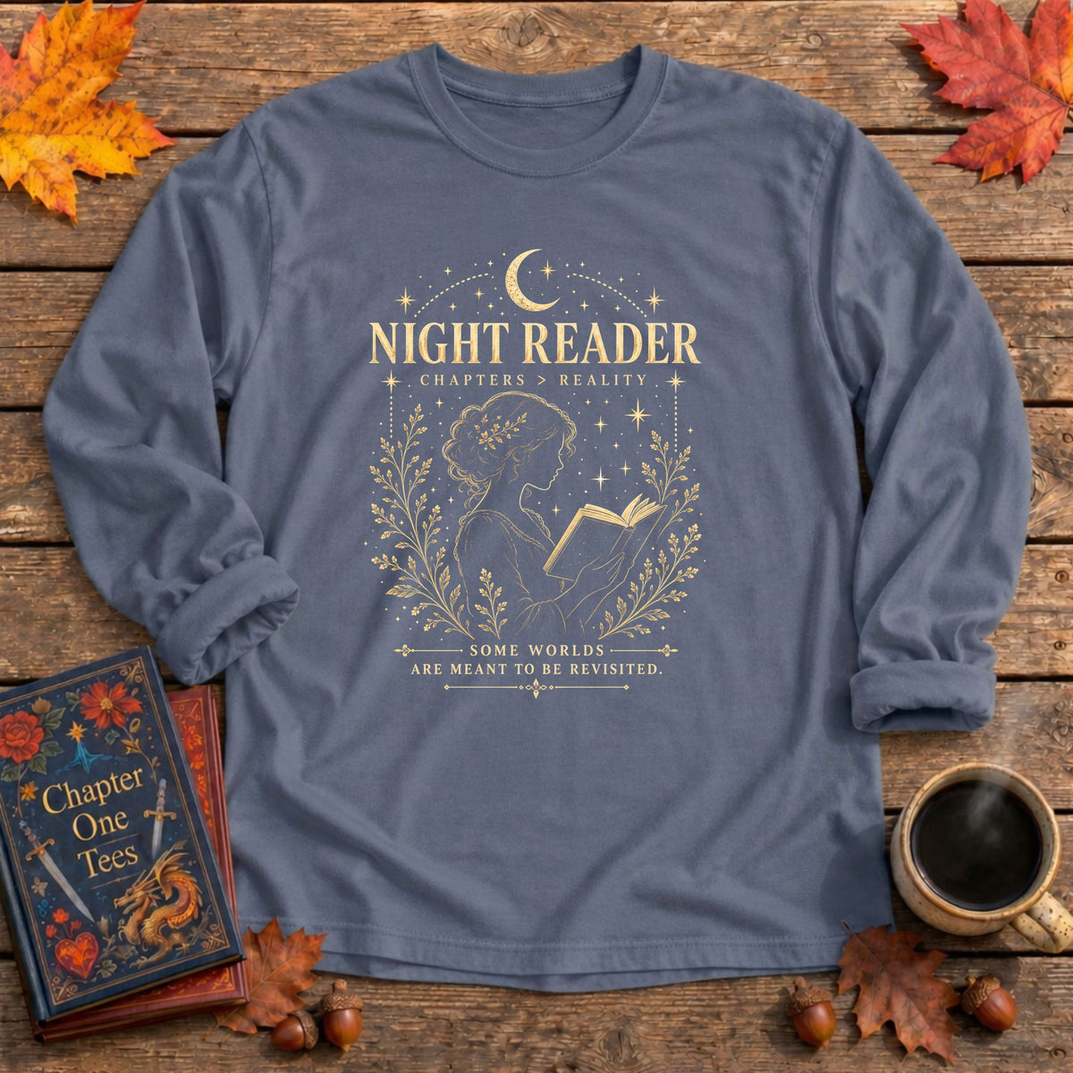 Night Reader Long Sleeve Book Tee