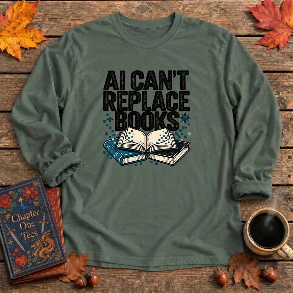AI Can't Replace Books Long Sleeve Book Tee