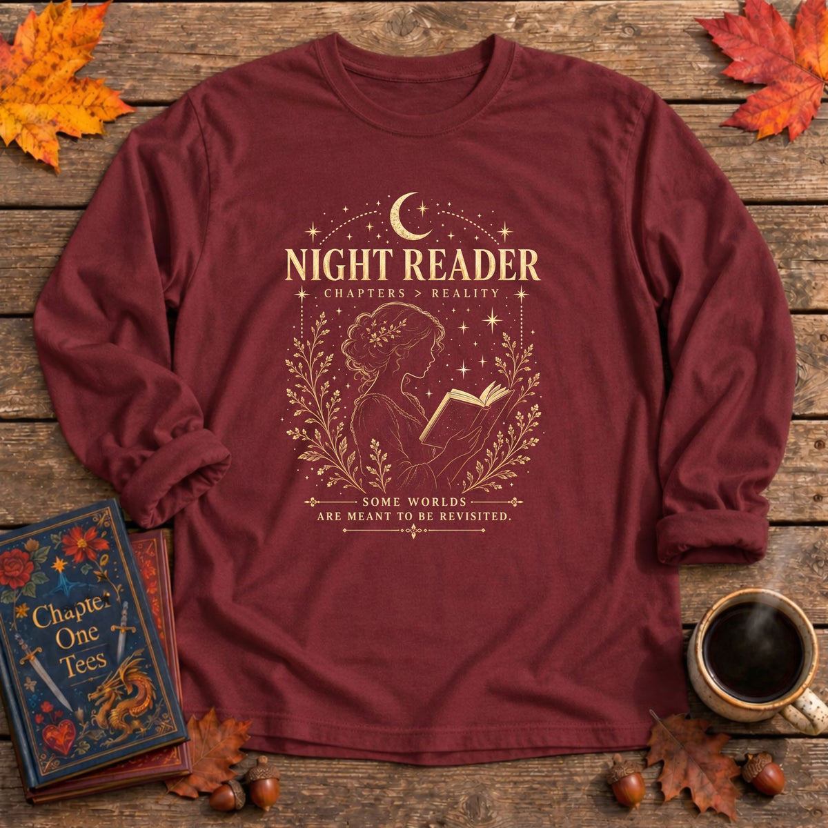Night Reader Long Sleeve Book Tee