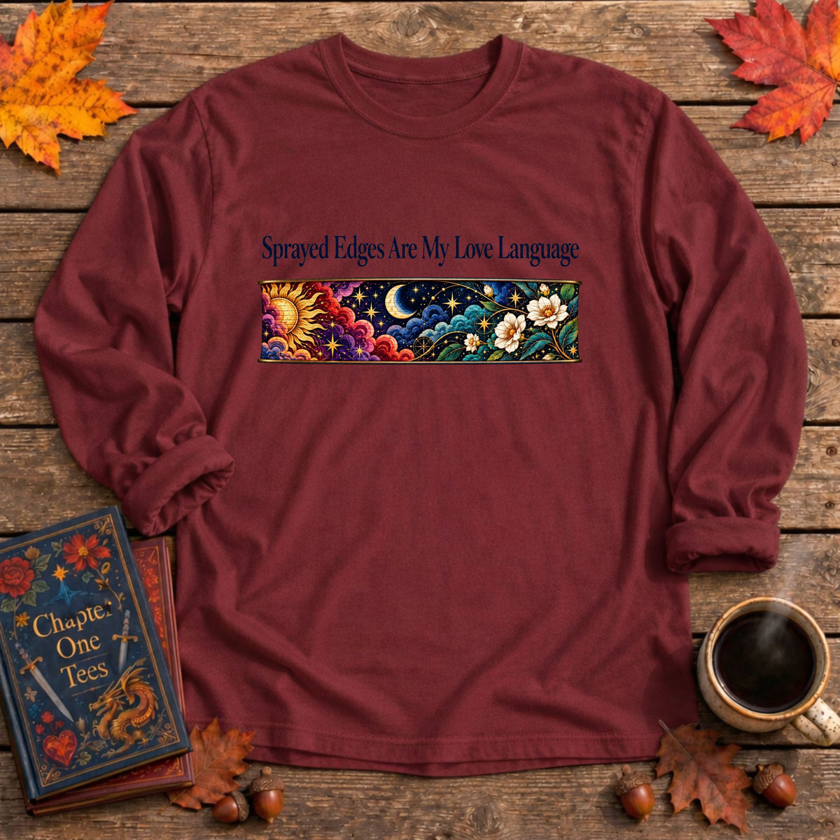 Sprayed Edges Long Sleeve Book Tee