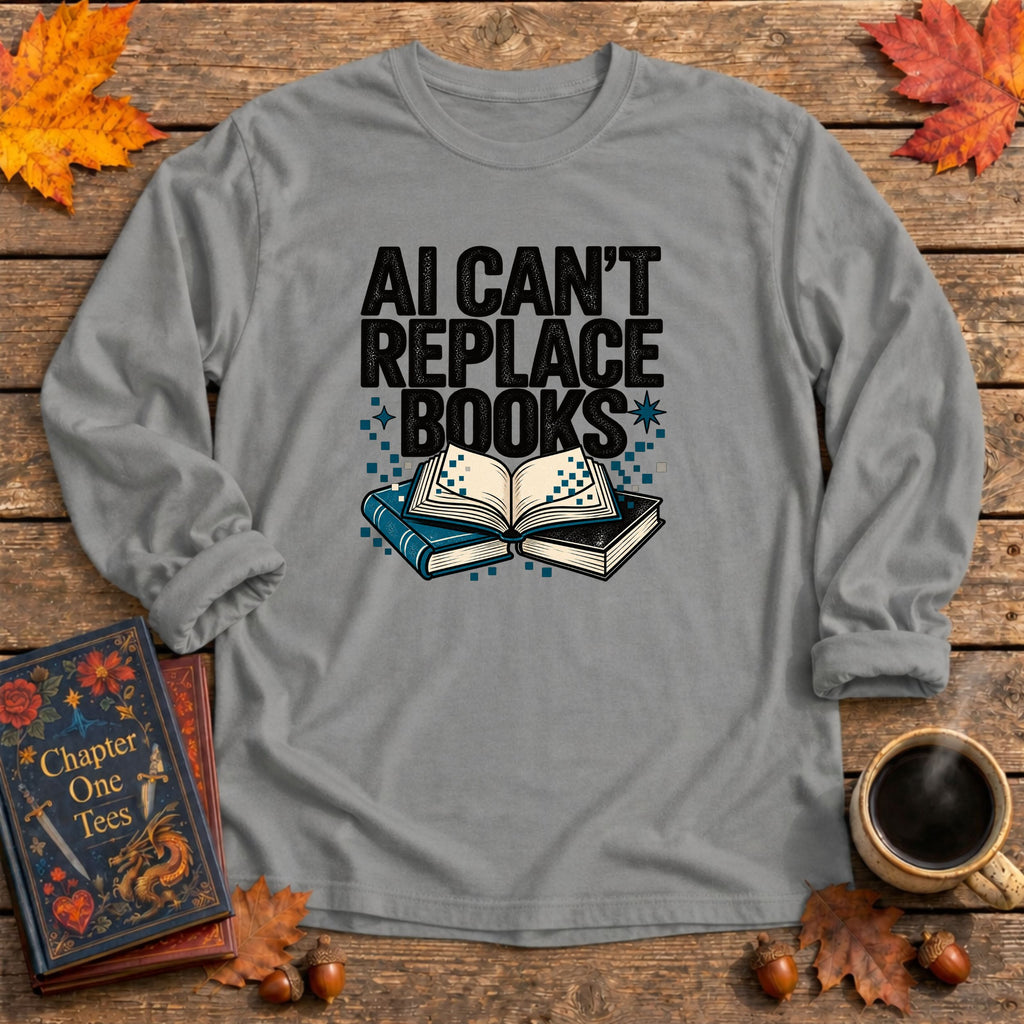 AI Can't Replace Books Long Sleeve Book Tee