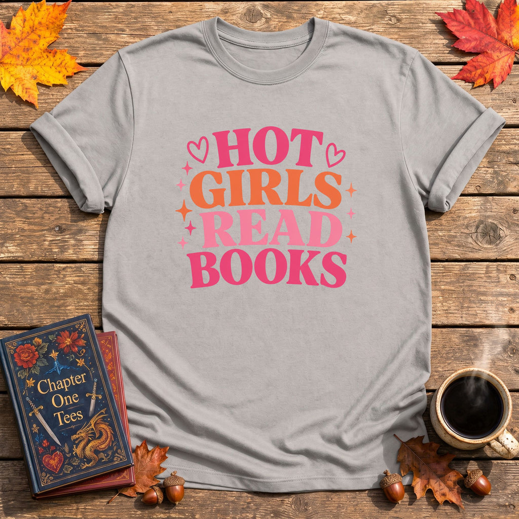 Hot Girls Read Books book lover t-shirt in Ice Grey