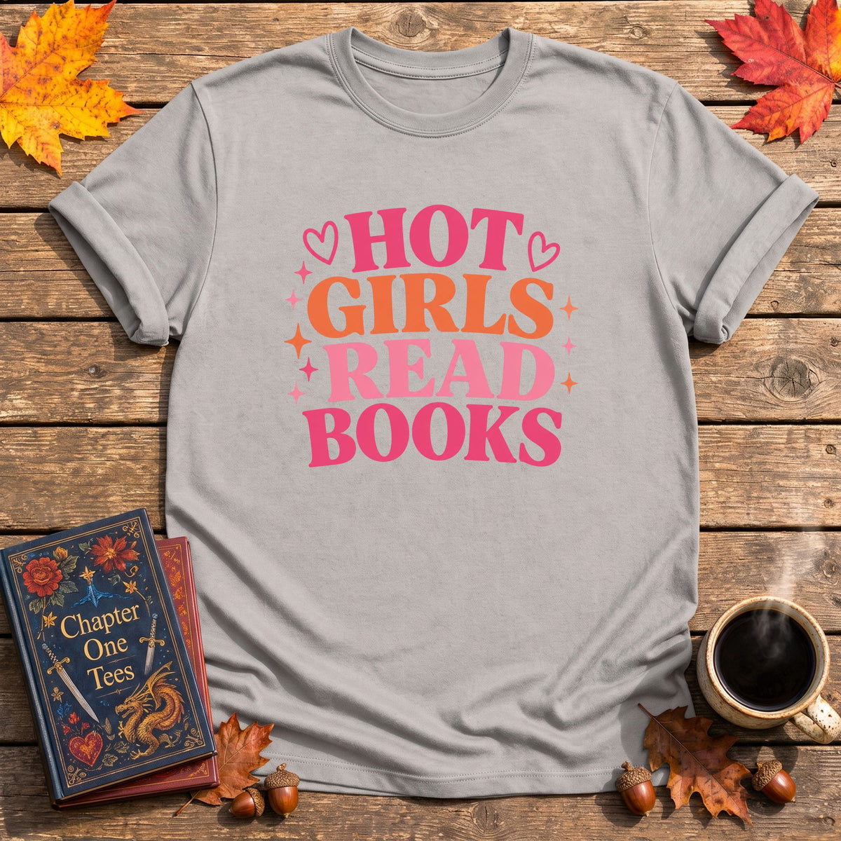 Hot Girls Read Books book lover t-shirt in Ice Grey
