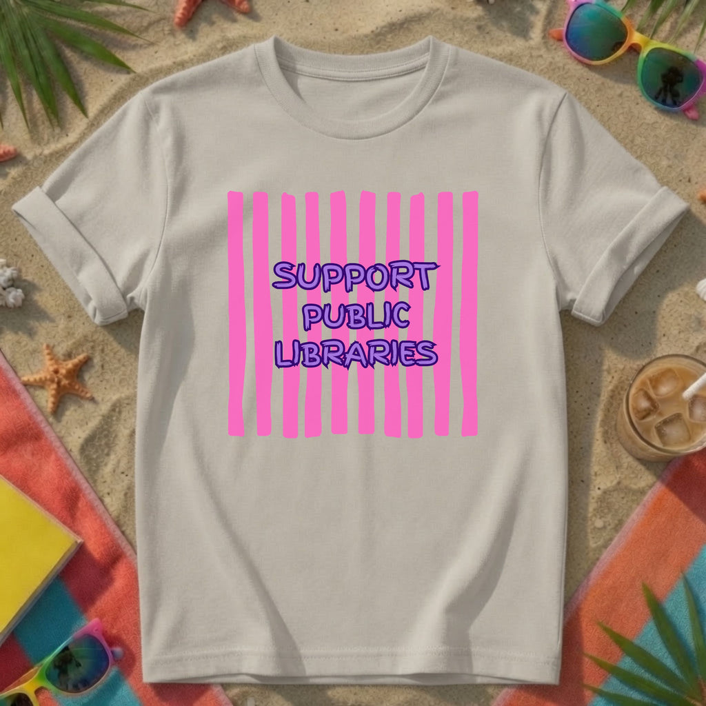 Support Public Libraries - Stripes T-Shirt
