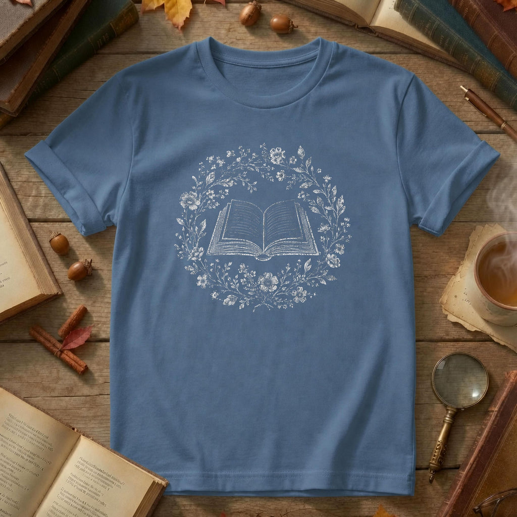 Book Lover – Floral Open Book T-Shirt