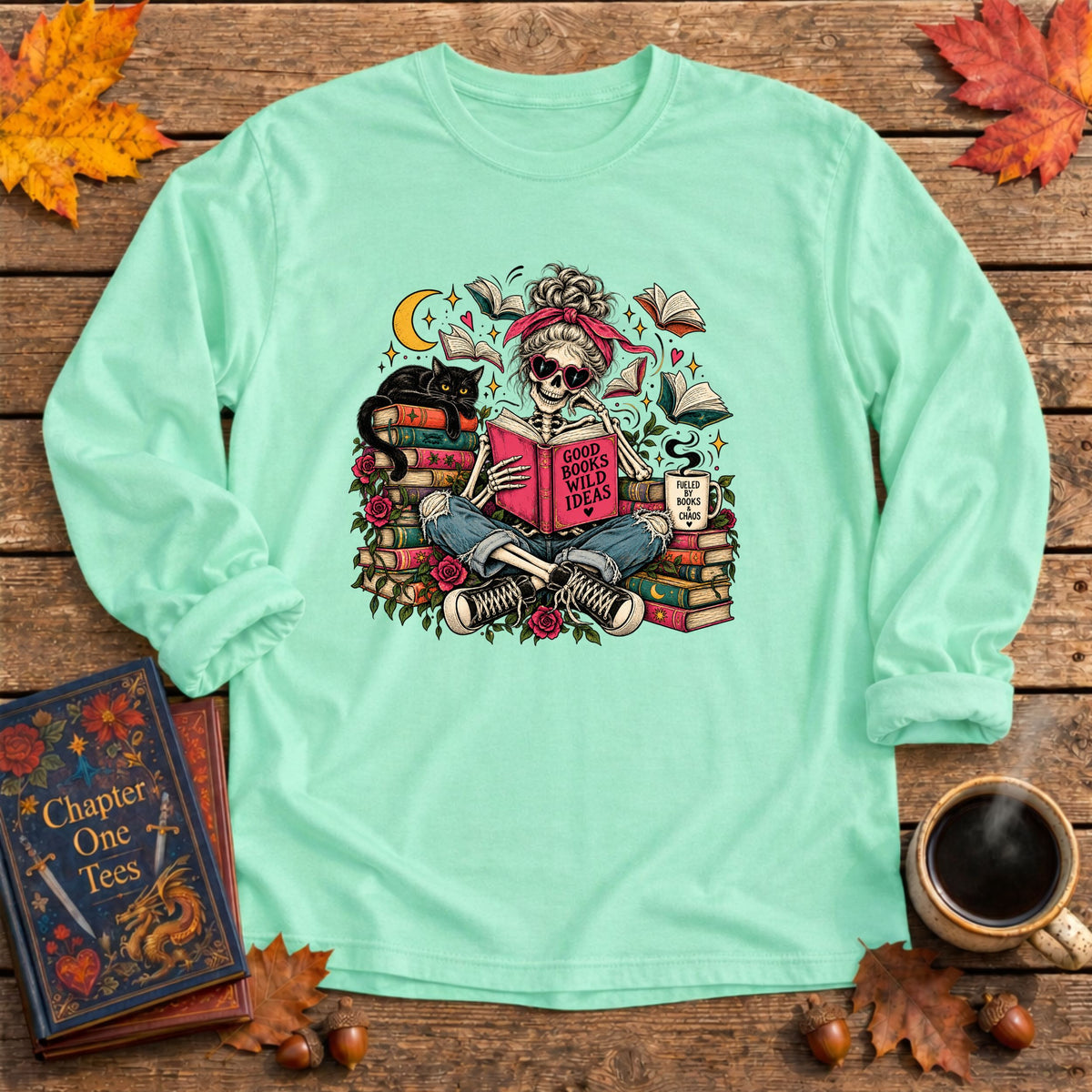 Good Books Wild Ideas Long Sleeve Book Tee