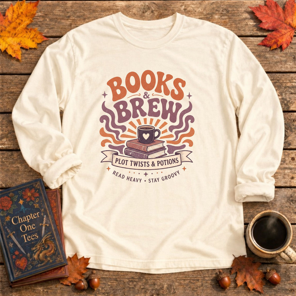 Books and Brews Long Sleeve Book Tee