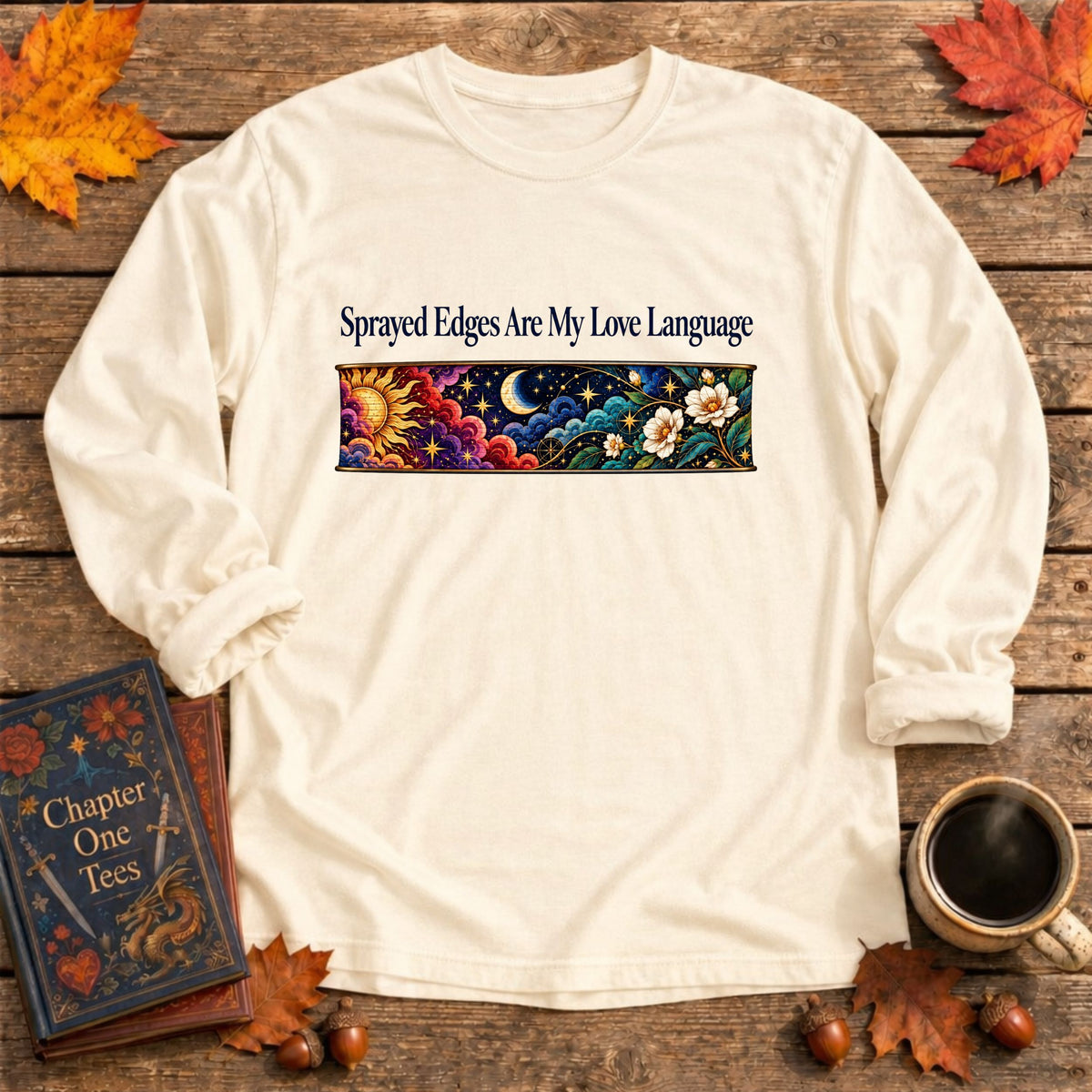 Sprayed Edges Long Sleeve Book Tee