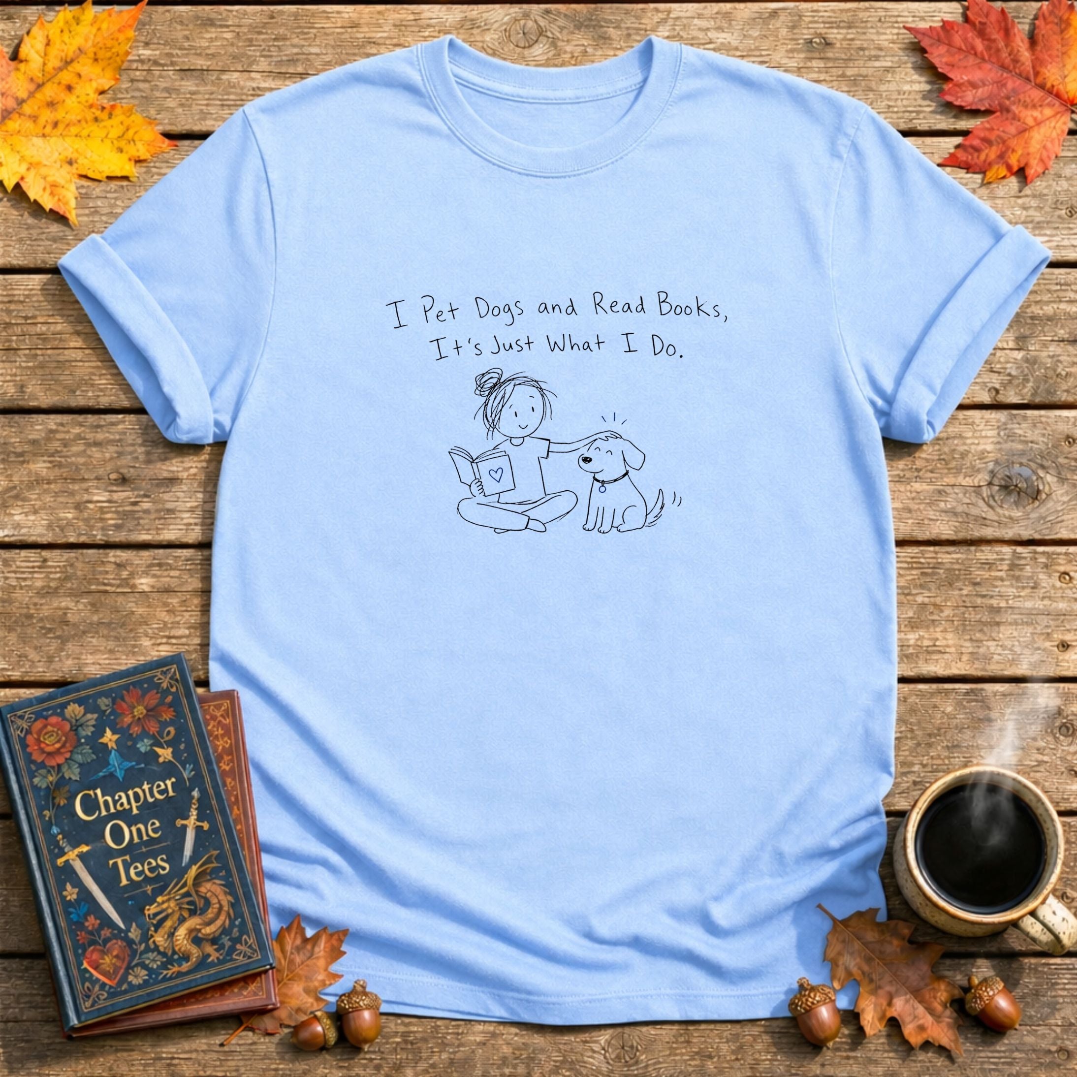 I Pet Dogs Book T-Shirt