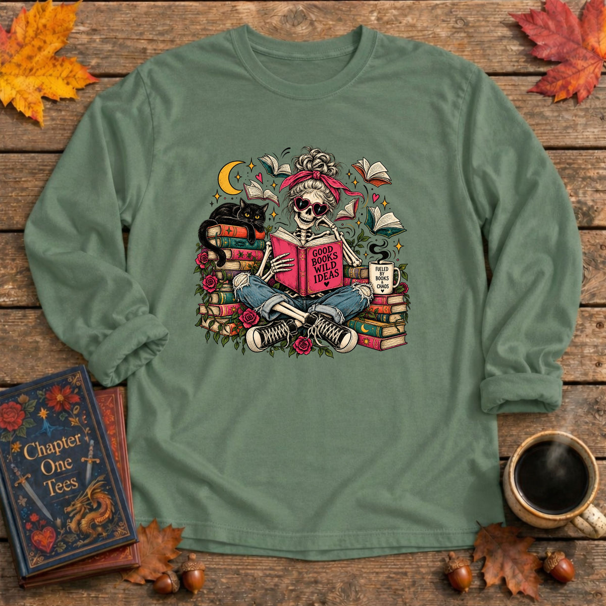Good Books Wild Ideas Long Sleeve Book Tee