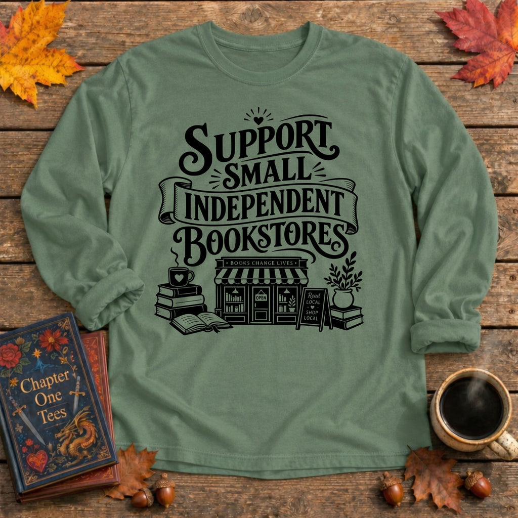Small Bookstores Long Sleeve Book Tee