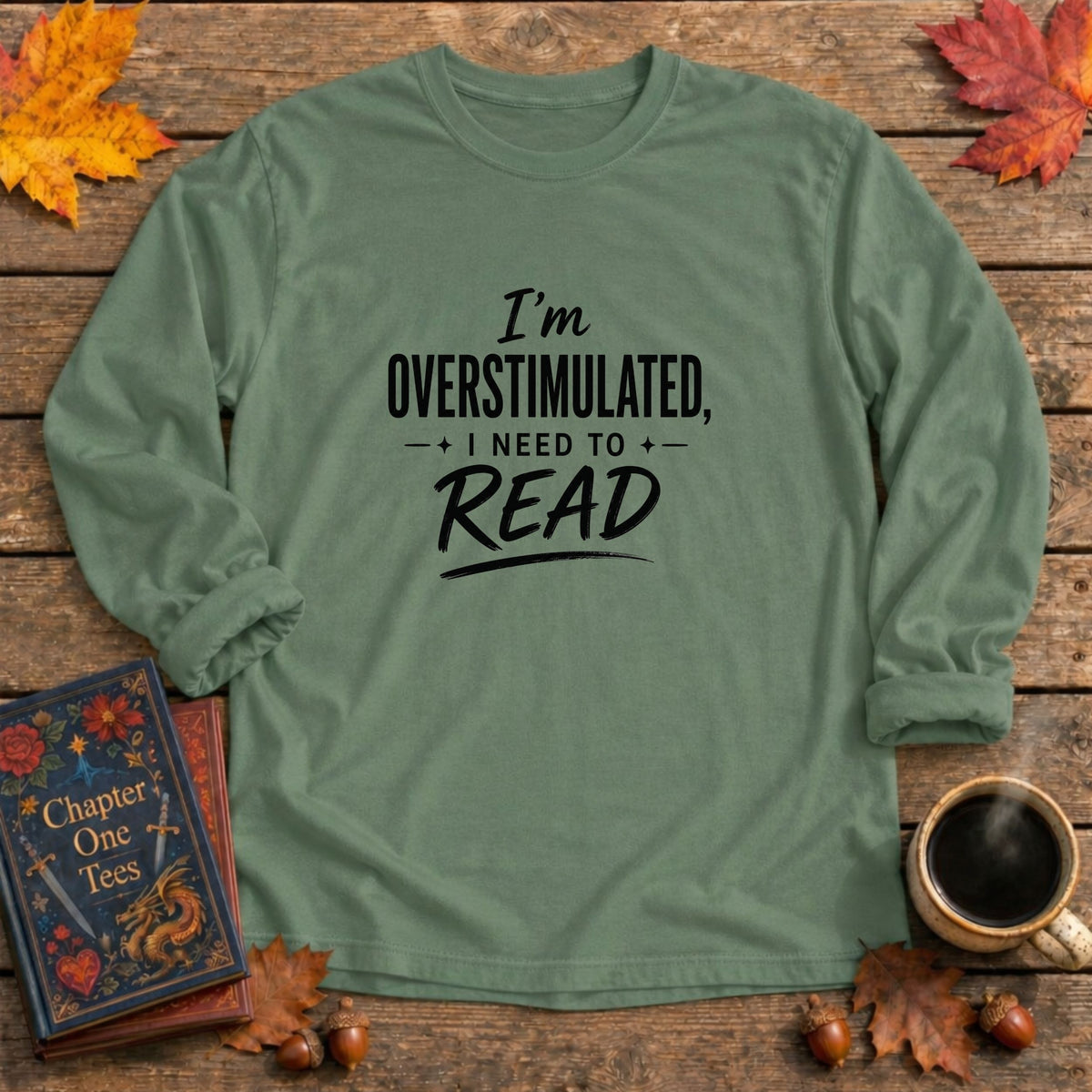 Overstimulated Long Sleeve Book Tee