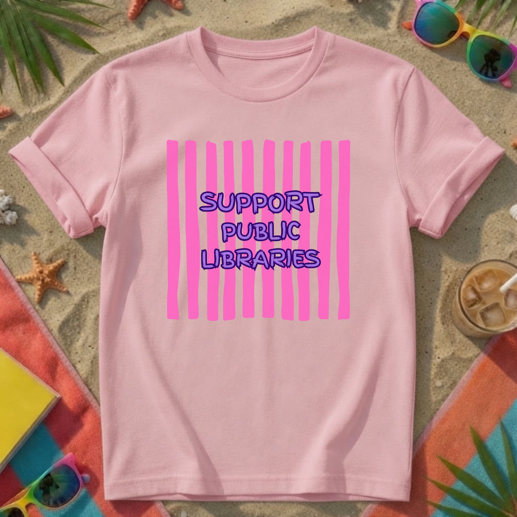 Support Public Libraries - Stripes T-Shirt