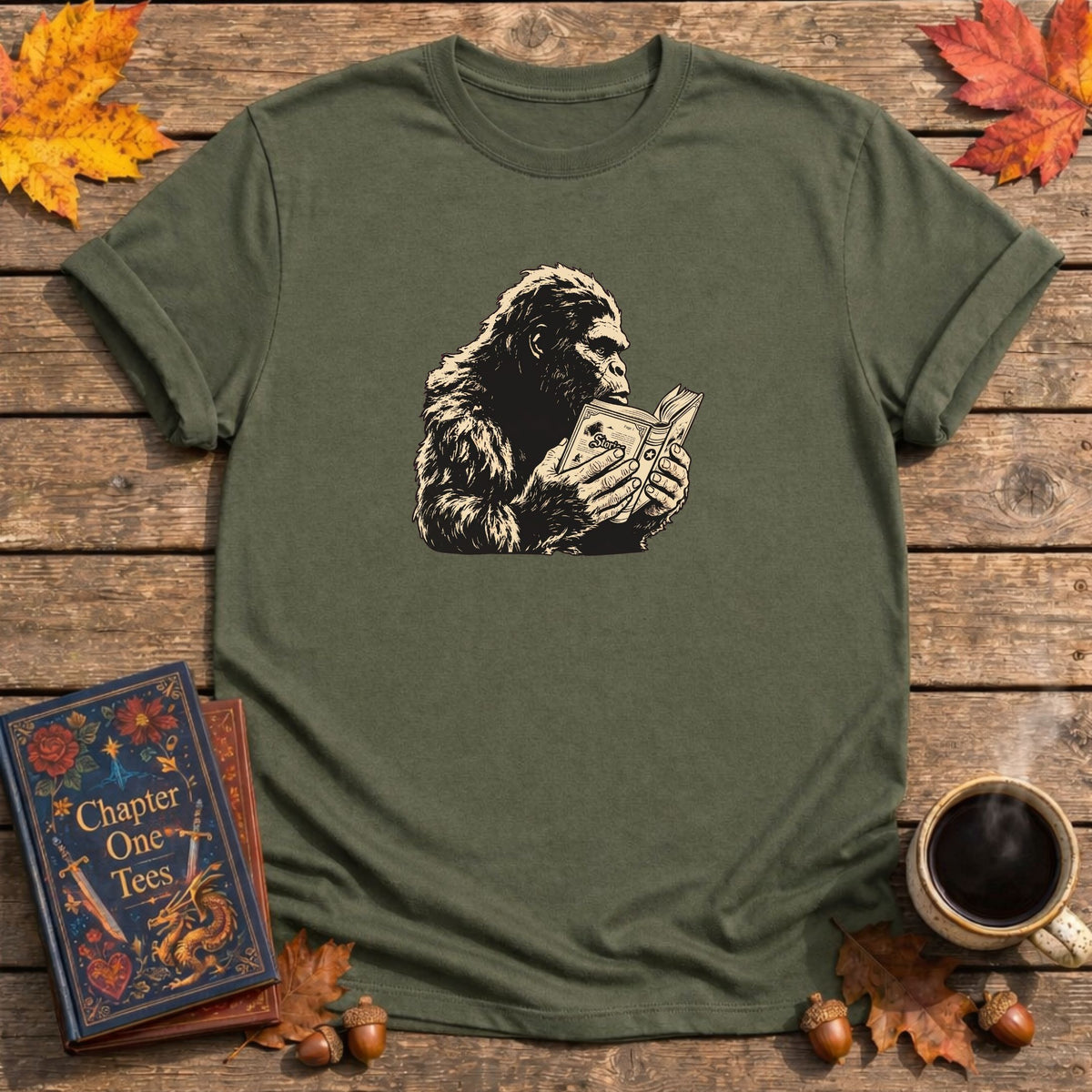 Bigfoot Reading T-Shirt