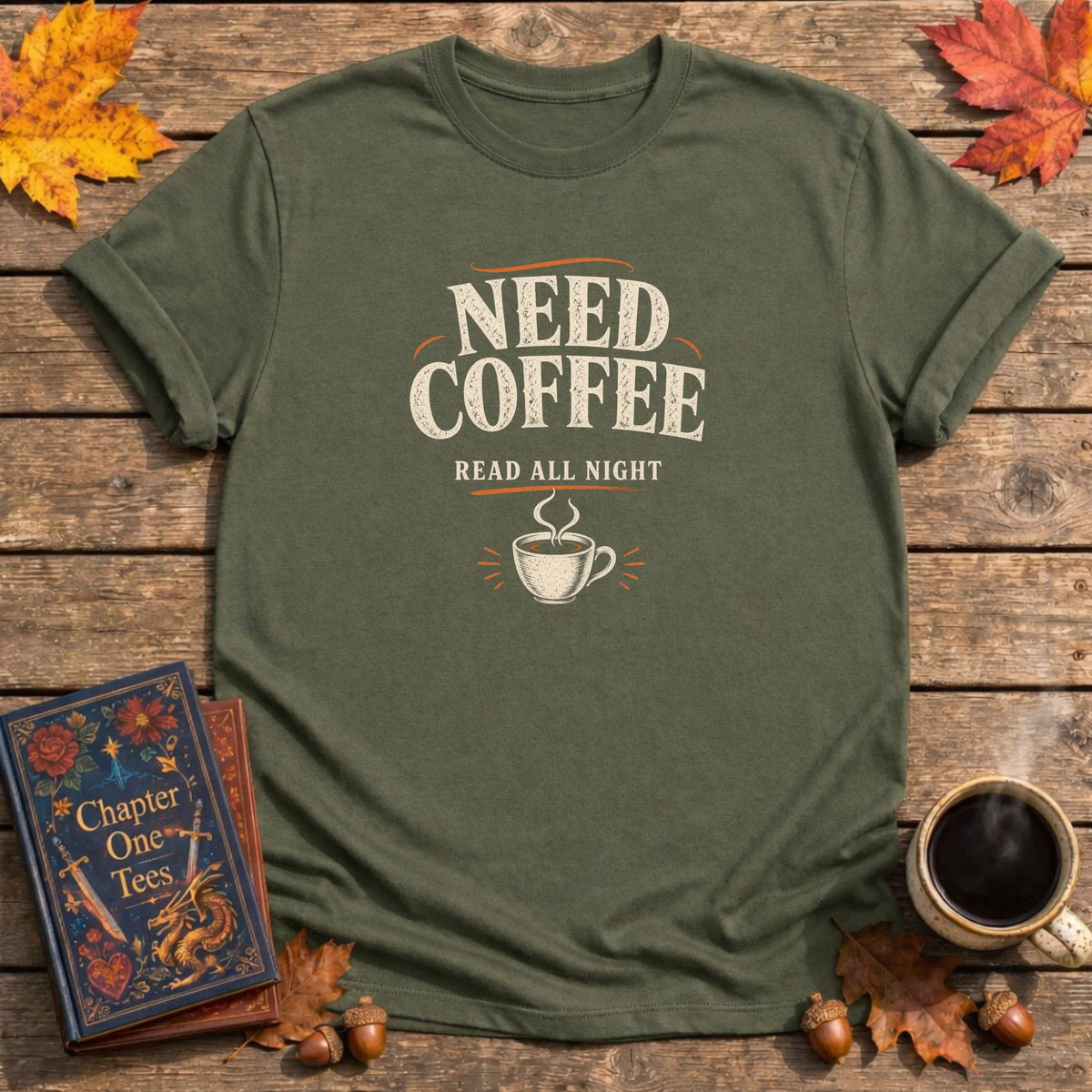 Need Coffee Read All Night T-Shirt