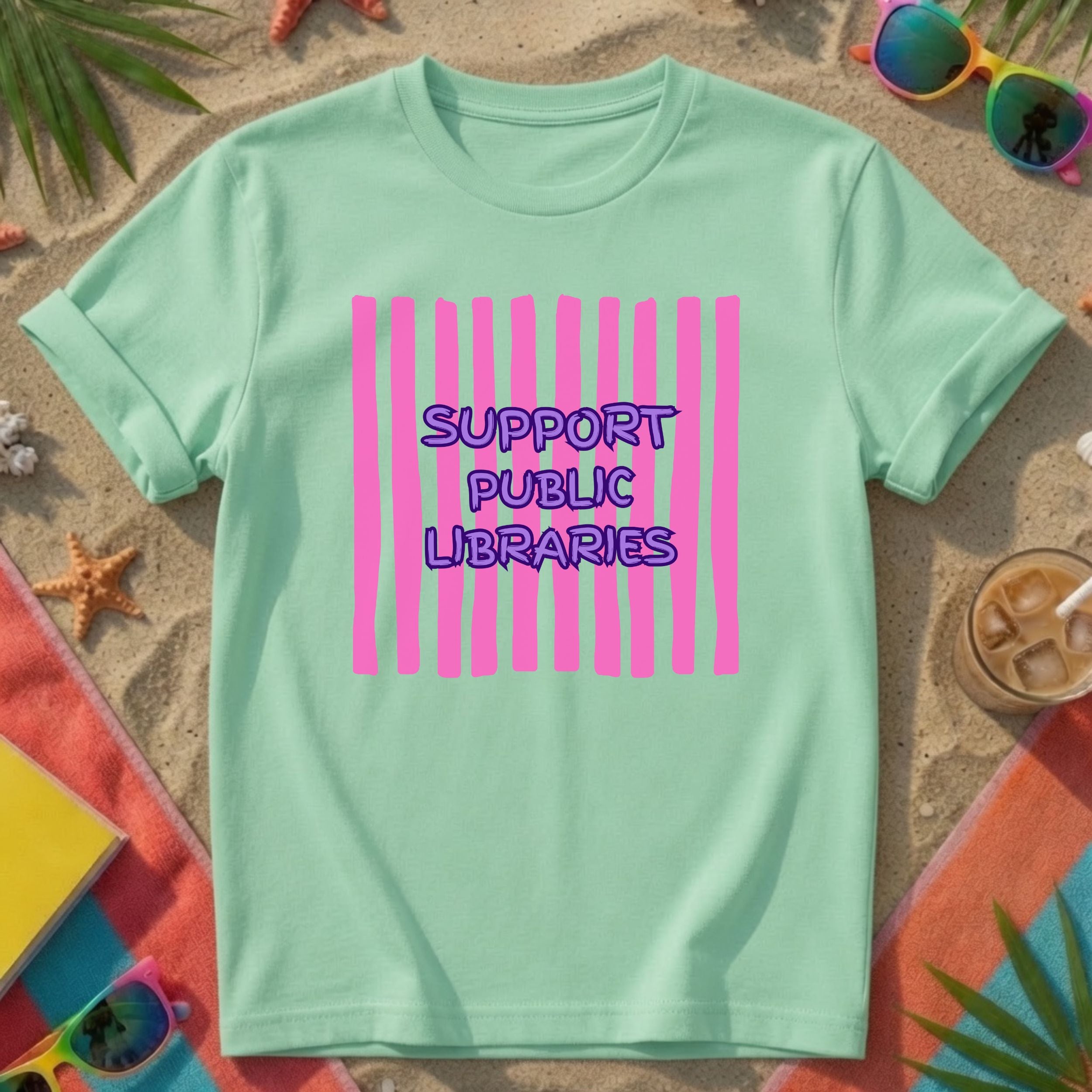 Support Public Libraries - Stripes T-Shirt