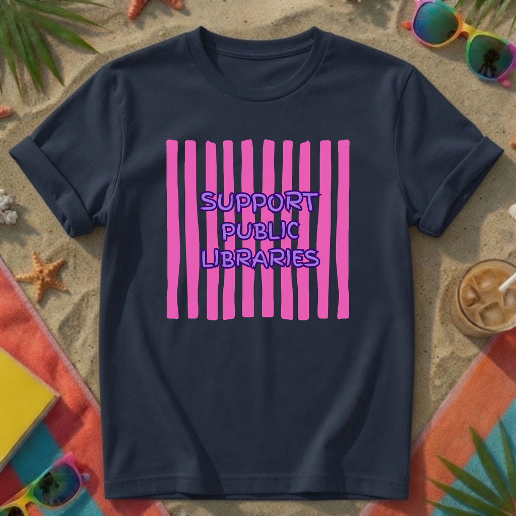 Support Public Libraries - Stripes T-Shirt