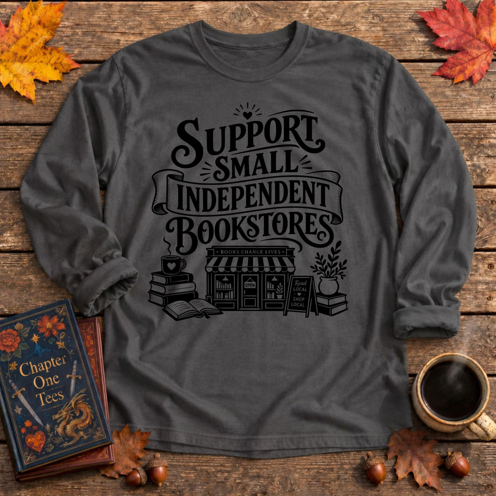 Small Bookstores Long Sleeve Book Tee
