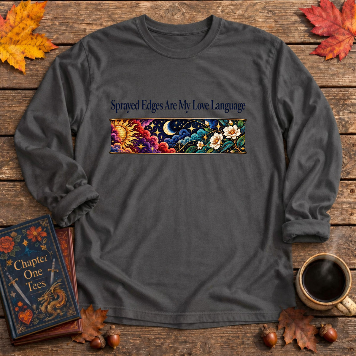 Sprayed Edges Long Sleeve Book Tee