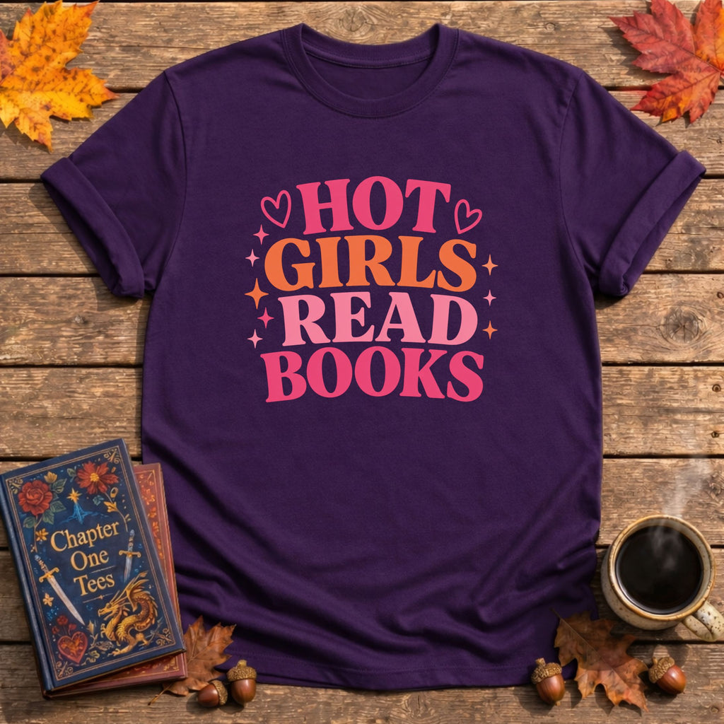 Hot Girls Read Books book lover t-shirt in Purple
