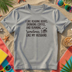 Funny bookworm t-shirt in sport grey, coffee and books graphic tee