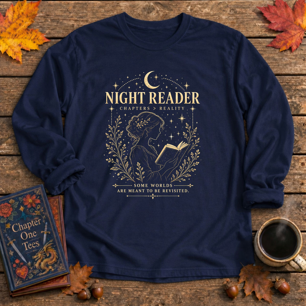 Night Reader Long Sleeve Book Tee