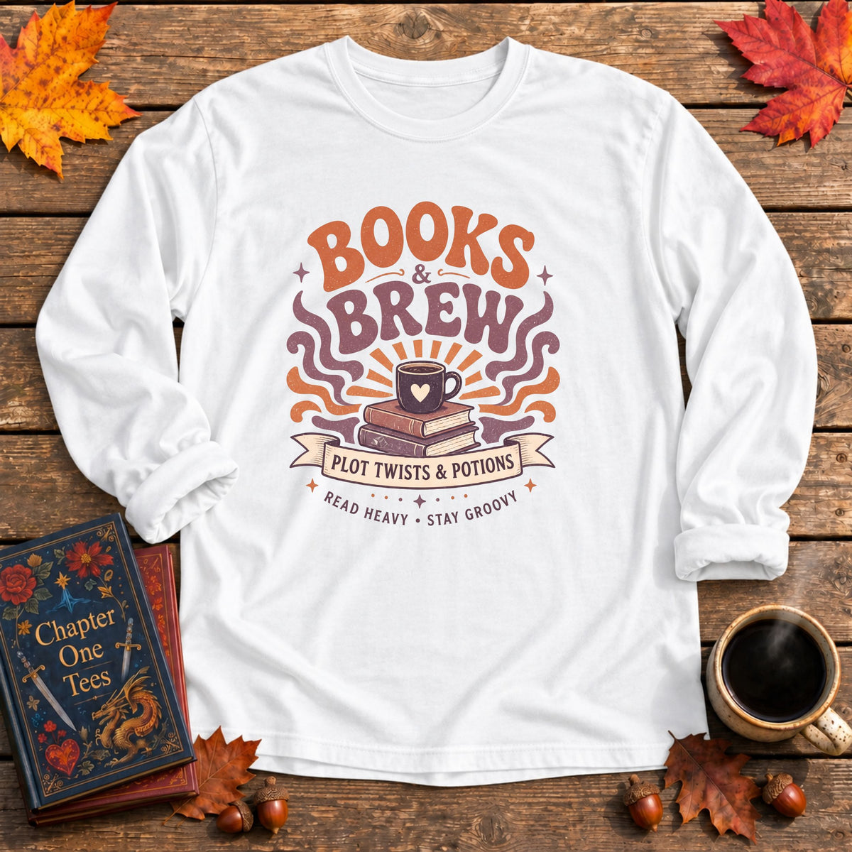 Books and Brews Long Sleeve Book Tee