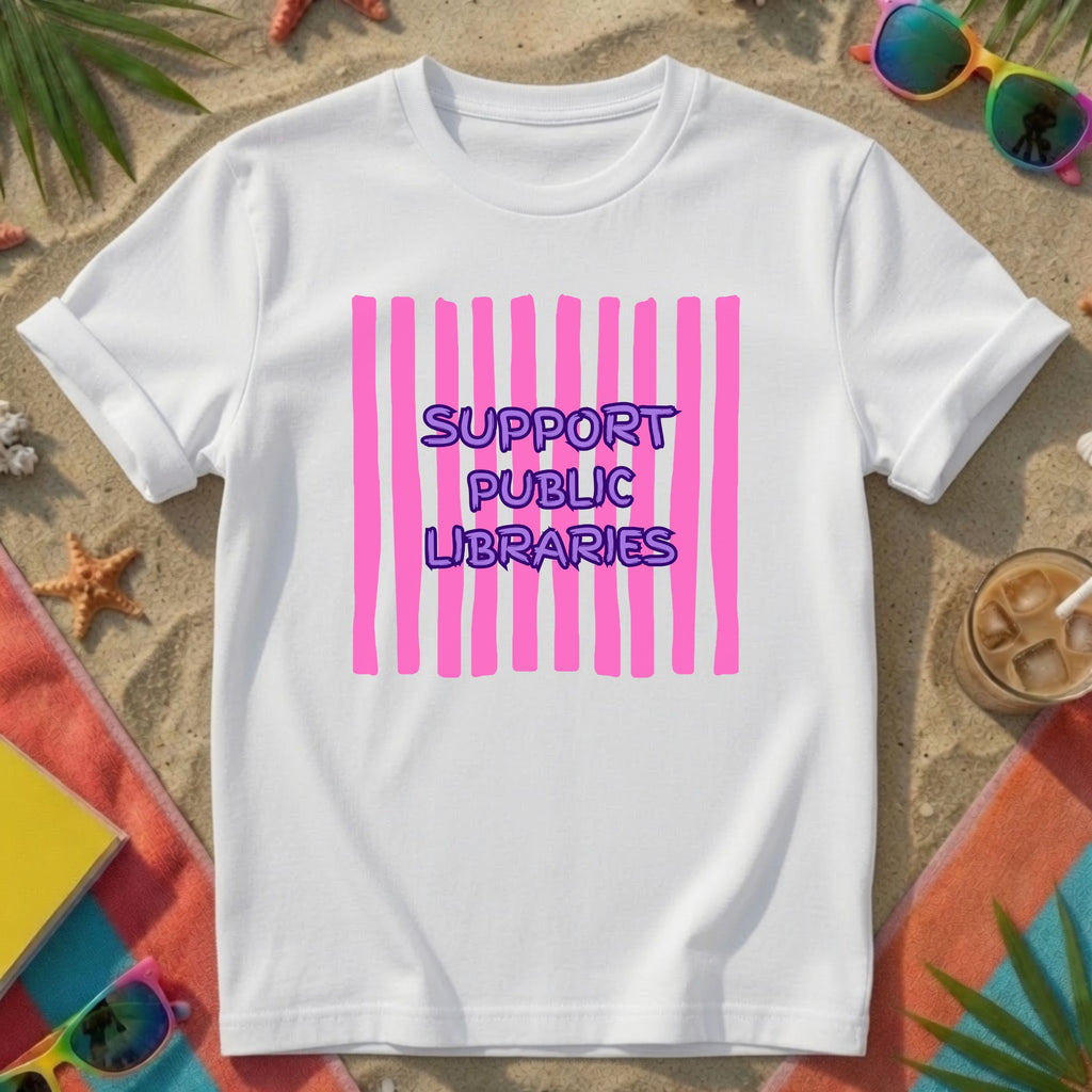 Support Public Libraries - Stripes T-Shirt